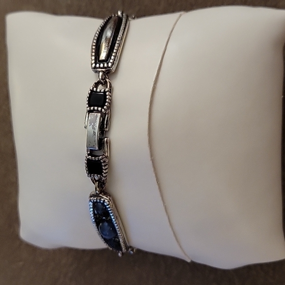 LAUREN CONRAD Western Rectangle Link Blue Cabochon Bracelet - Picture 4 of 8